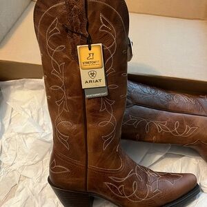 Ariat Ladies Heritage D Toe StretchFit Dark Tan Western Boots